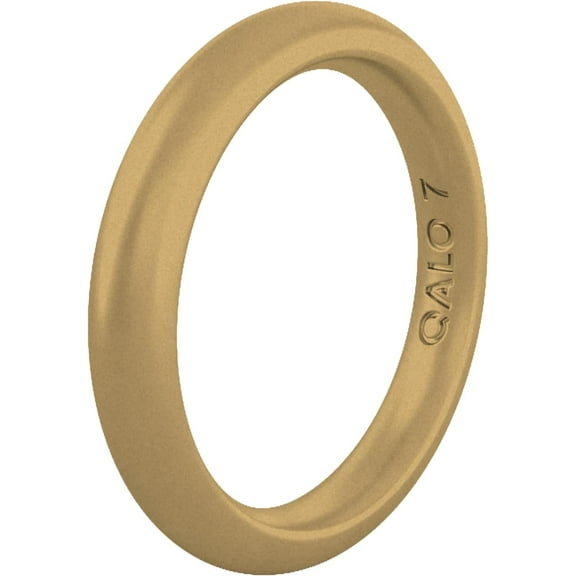 QALO Women's Rubber Silicone Ring, Classic Stackable Rubber Wedding Band, Breathable, Durable Engagement Silicone Ring, 3mm Wide 2mm Thick, Antique Gold, Size 6