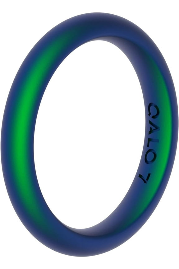 Women's Rubber Silicone Ring, Classic Stackable Rubber Wedding Band, Breathable, Durable Engagement Silicone Ring, 3mm Wide 2mm Thick, Holographic Green, Size 5