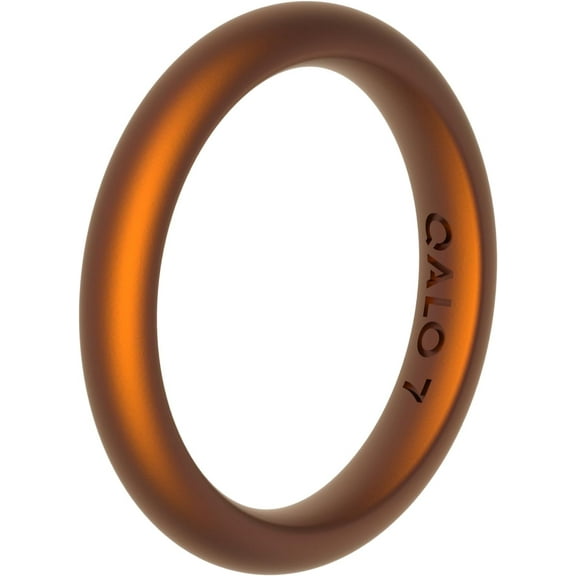 QALO Women's Rubber Silicone Ring, Classic Stackable Rubber Wedding Band, Breathable, Durable Engagement Silicone Ring, 3mm Wide 2mm Thick, Holographic Orange, Size 6