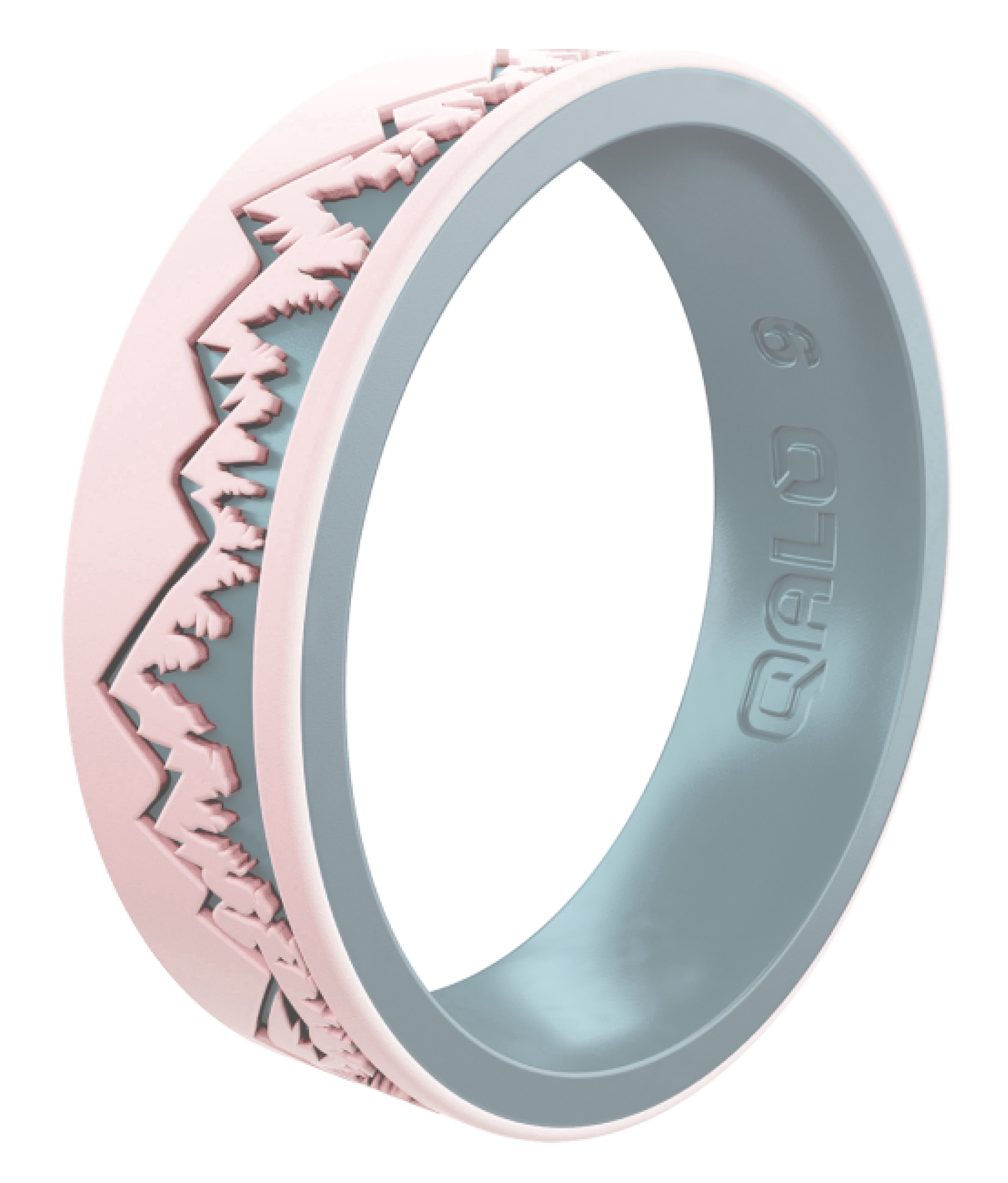 QALO Women's Rubber Silicone Ring - Blush/Iridescent Blue Ridgeline ...