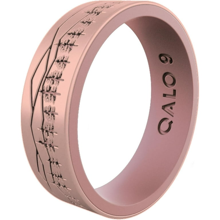 QALO Women's Rubber Silicone Ring, Smoky Mountains Strata