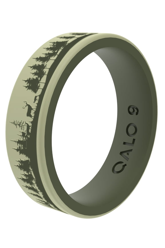 Women's Rubber Silicone Ring - Soft Olive/Deep Green Deer Sighting Strata Ring Size 05