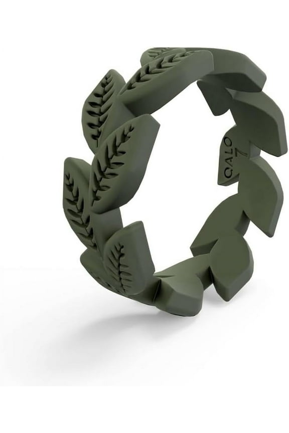 Women's Rubber Silicone Ring, Vine Rubber Wedding Band, Breathable, Durable Engagement Silicone Ring, 5.8mm Wide 1.75mm Thick, Sage, Size 9