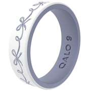 QALO Womens Rubber Silicone Ring - White/Lavender Coquette Strata Ring Size 05