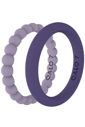 Women's Stackable Rubber Silicone Ring - Bead & Classic 2 Stack Lilac/Purple Ring Size 07