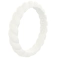 QALO Women's Stackable Rubber Silicone Ring - White Twist Silicone Ring ...