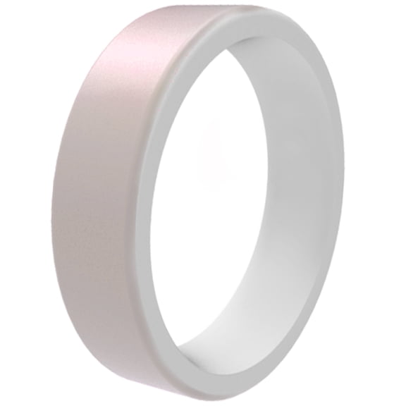 QALO Women's Rubber Silicone Ring - Switch Opal/White Holographic Silicone Ring Size 07
