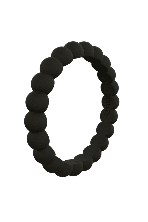 Womens Black Bead Stackable Silicone Ring Size 06