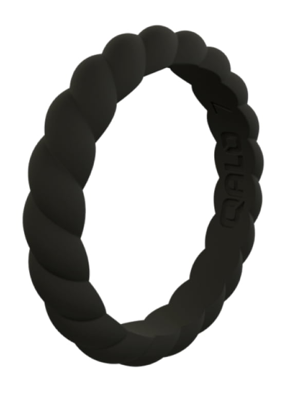 Women's Stackable Rubber Silicone Ring - Black Twist Silicone Ring Size 06