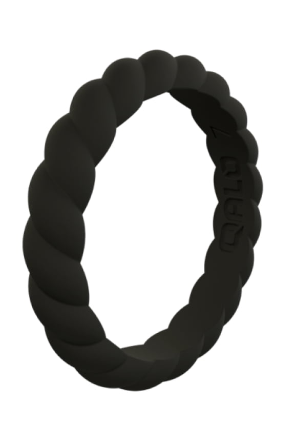 Women's Stackable Rubber Silicone Ring - Black Twist Silicone Ring Size 06
