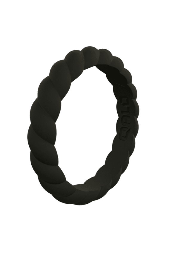 Womens Black Twist Stackable Silicone Ring Size 08