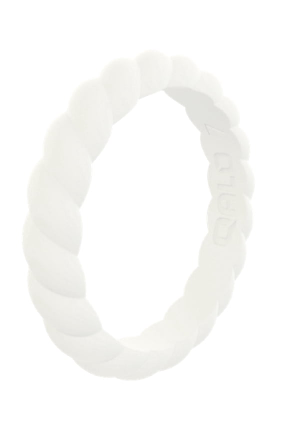 Women's Stackable Rubber Silicone Ring - White Twist Silicone Ring Size 08