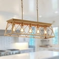QAM Modern Farmhouse Chandelier Light Fixtures,5Lights Gold Linear