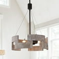 QAM Modern Farmhouse Drum Chandelier, 5Light Antique Wood Dining Room