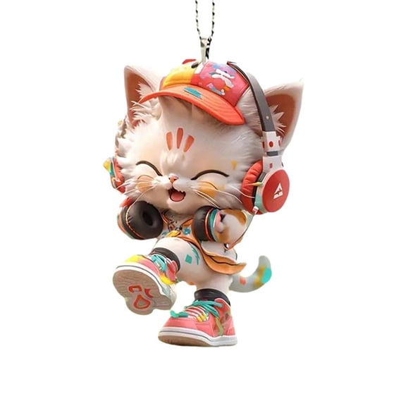 QAOlDH Acrylic 2D Cat Car Hanging Decoration Home Office Backpack Auto Rearview Mi