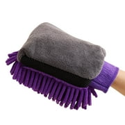 QAOlDH Car Wash Microfiber Tool Waterproof Double-faced Chenille Gloves Mitt Wax B