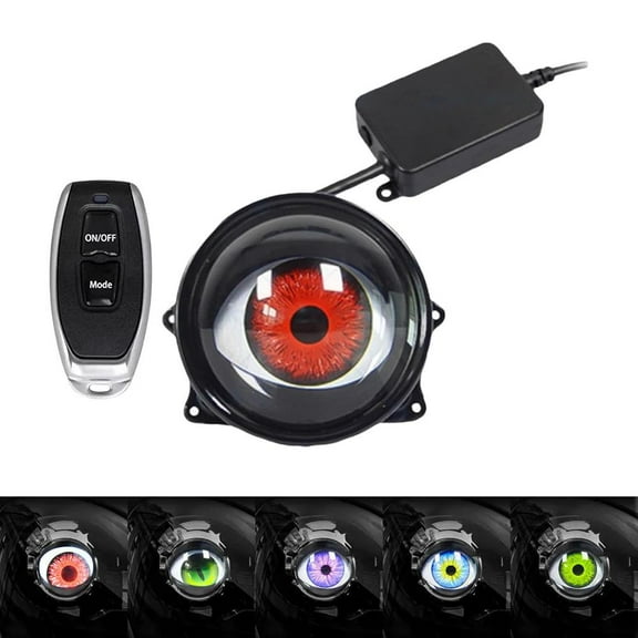 QAOlDH Generic Demon Eye Headlights, Devil Eye Light for Car, Remote 6 Modes, 12v LED, Adjustable Lens, Red, #compatible with# Car, Truck, Motorcycle, Headlights