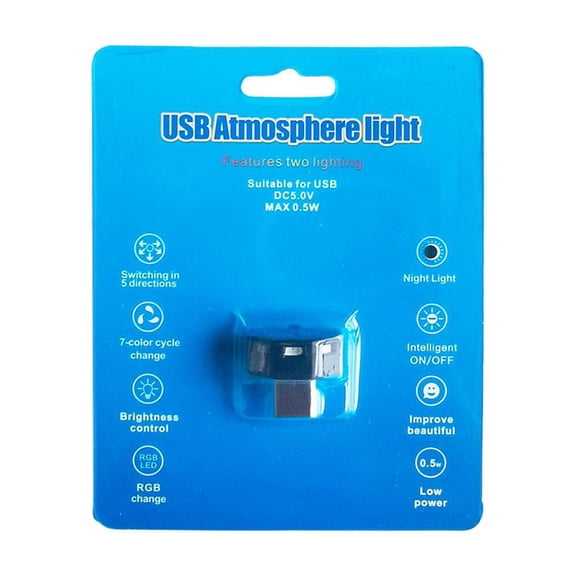 QAOlDH Portable Type C Ambient Light with 8 Color Modes 5V 0.08W for Car Computer