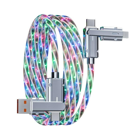 YUYQAQ RGB Fast Multi Charging 4 in 1 Starlight Colorful Glowing USB Type C Cable, LED Light up USB Charging Wire, Multi Car Charger Smart Colorful Light Glowing USB Cable