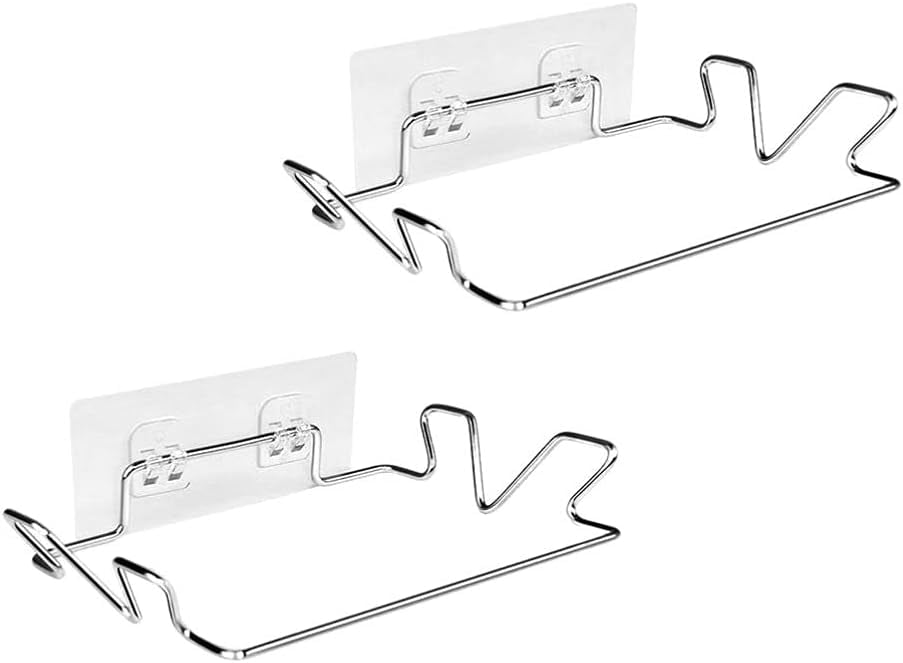 2-Pack Stainless Steel Under-Cabinet Trash Bag Holders - Adhesive Mount, No Drilling