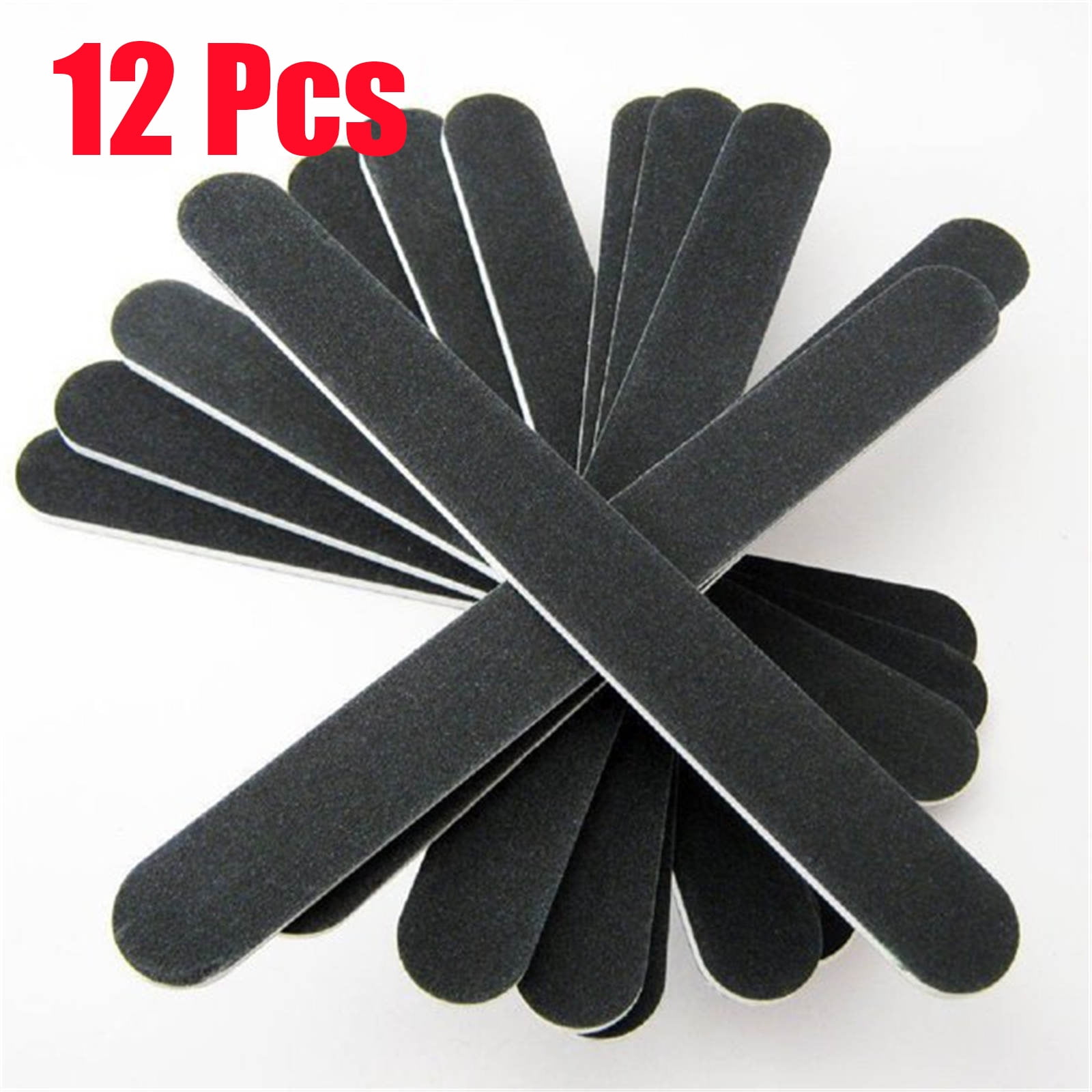 QAQYUHot Sell-Emery Boards for Nails, Nail Files, 100/180 Grit, 12 Ct Black Fingernail File, 12Pcs