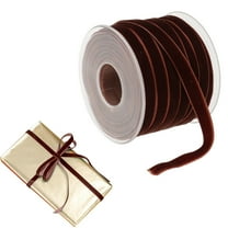 QAQuu 20 Yards Velvet Ribbon, 3/8 Inch Vintage Thin Christmas Ribbon for Christmas Tree Gift Wrapping Wreaths Crafts Bows Choker Flower Bouquet Holiday Decor, Brown