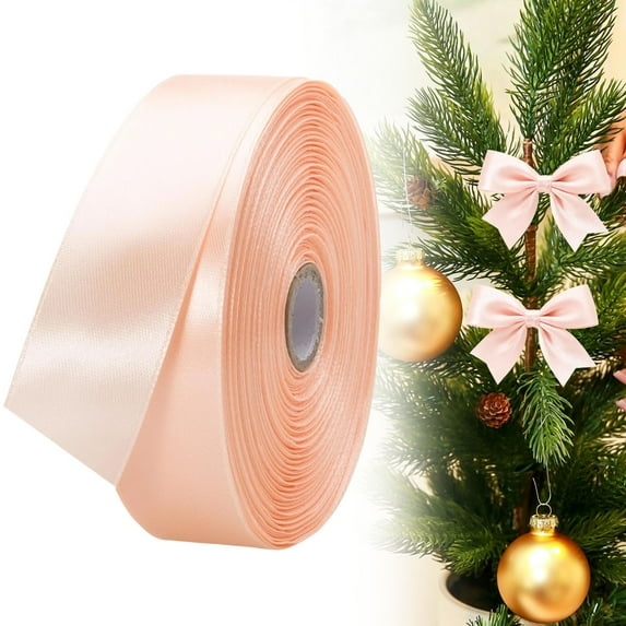 QAQuu 24 Yards Satin Ribbon, 1 Inch Fabric Ribbons for Gift Wrapping Christmas Tree Wreaths Crafts Bows Flower Bouquet Wedding Holiday Party Decor, Christmas Ribbon, Orange