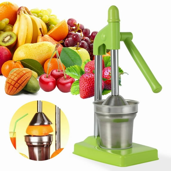 QAQuu Cast Iron Juicer, Stainless Steel Juicer Hand Press, Professional Grade Metal Juicer Manual for Fresh Squeezed Orange, Lemon, Lime, Grapefruit and Citrus, Green