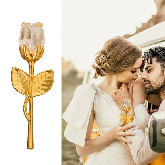 QAQuu Shining Metal Red Rose – Elegant Glass Flower, Perfect for Weddings and Valentine's Day Gifts