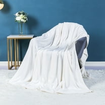 QAQuu Solid Color Throw Blanket, Soft Cozy Fleece Blanket, Lightweight Fluffy Flannel Blanket for Couch, Bed and Sofa, Warm Plush Blanket for Women, Men and Kids, 80" x 90", White