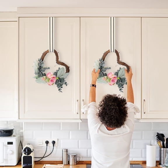 QAQuu Valentine's Day Home Decor Love Wreath Rose Wreath Cabinet Hanging Decoration Holiday Arrangement, Valentines Day Decorations, Valentines Day Gifts