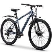 QARSWA 27.5" Mountain Bike, 21-Speed Aluminum Frame, Disc Brake, Front Suspension, for Adults Teens, Grey-blue