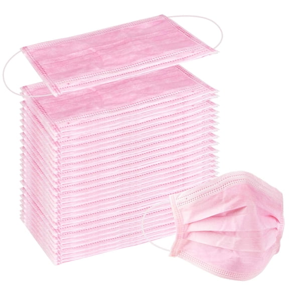 QARUN 100 Pcs Disposable 3 Ply Earloop Face Masks,Suitable for Home,School,Office and Outdoors Disposable Face Mask(Pink)Pink 1 Count(Pack of 100)