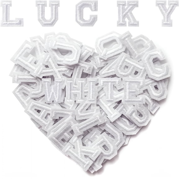 QARUN 104Pcs Small Iron on Letter Patches,0.75 Inch 4 Sets Mini Embroidered Alphabet A-Z Patch Sew on Letters for Clothing,Dress,Hats,Socks,Jeans,Diy Accessories,White