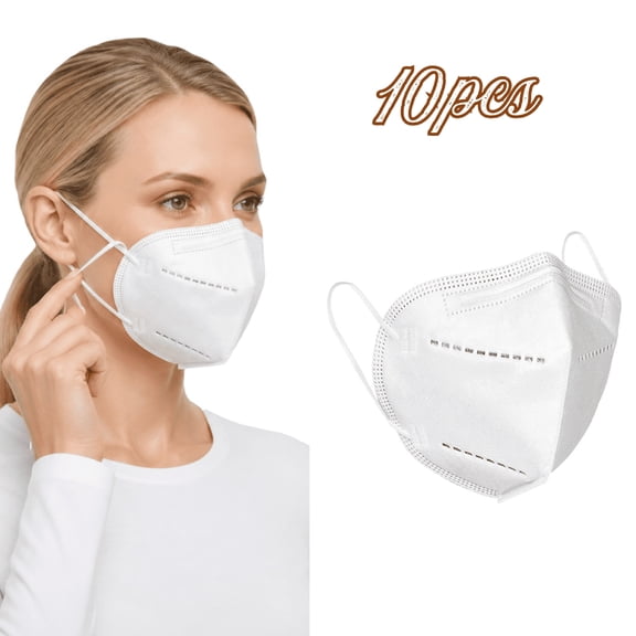 QARUN 10Pc N95 Masks for Adults Kn95 Face Mask 5-Ply Breathable Protection Against Dust Pollen Pm2.5 Elastic Ear Loops Cup Design Easy Breathing White Disposable Masks