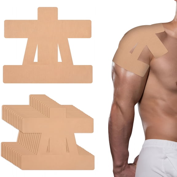 QARUN 12Pcs Kinesiology Tape for Shoulder,Precut Shoulder Tape for Pain Relief&Support Waterproof Elastic Sports Tapes Skin-Friendly Hypoallergenic Latex-Free Athletic Muscle Tapes