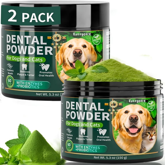Canine Tooth Powder QARUN 2 Pack Dog Dental Powder,Dog Teeth Cleaning Powder with Natural ...