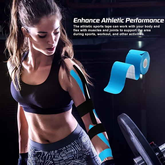 QARUN 2 Rolls Pack Kinesiology Tape,Athletic Kinesiology Tape for Muscle & Joints Physical Therapy Tape for Knee,Ankle,Shoulder,Back,Plantar Fasciitis,Latex Free and Water Resistant,Black