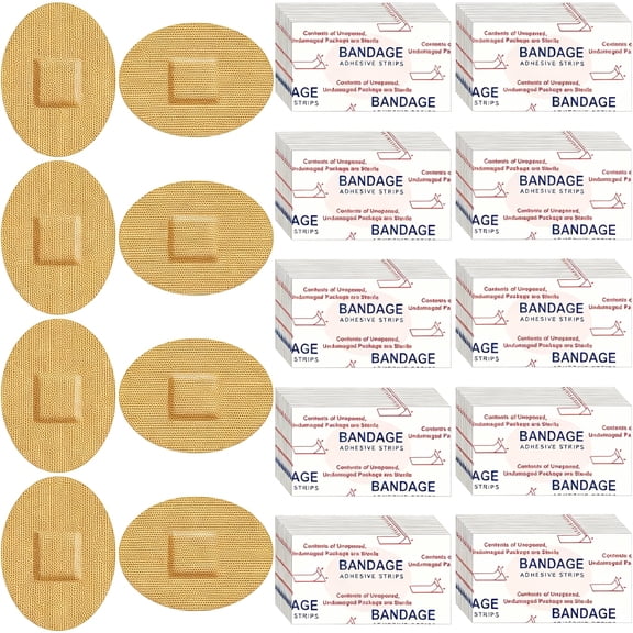 QARUN 200 Pcs 1 X 1 1/4 Adhesive Spot Bandage Round Fabric Adhesive Circular Small Face Bandages with Non Stick Pad Latex Free for Skin Wound Care
