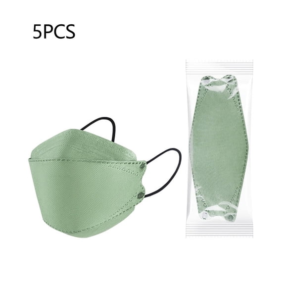 QARUN 2026 New 5Pcs Face Masks High Elasticity N95 Masks for Adults Fine Antibacterial Coating N95 Mask for Travel Work Shopping Exercise Green