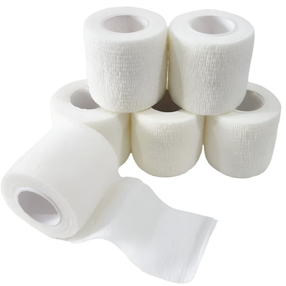QARUN 2026 New 6 Pack 2" X 5 Yards Self Adhesive Bandage Wrap Breathable Cohesive Vet Wrap for Pets,Elastic Self-Adherent Tape for Sports,Wrist,Ankle,Cohesive Bandage Wrap ( White)