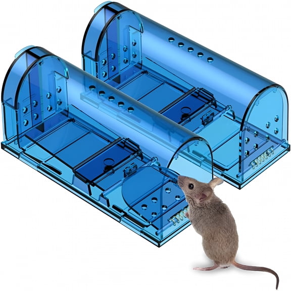 QARUN 2026 New Humane Mouse Trap | Catch and Release Mouse Traps That Work | Mice Trap No Kill for Mice/Rodent Pet Safe (Dog/Cat) Indoor/Outdoor Mousetrap Catcher Non Killer Small Capture Cage (Blue)