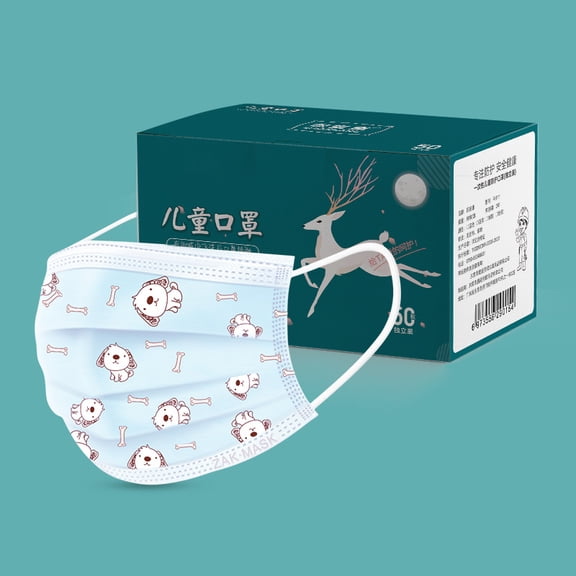 QARUN 2026 New Kids Disposable Face Masks,50 Pack,3-Ply Non-Medical Masks with Ear Loops,Breathable&Comfortable,One Size Fits Most Disposable Masks
