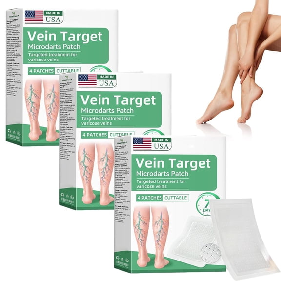 QARUN 2026 New Leg Varicose Veins Patch,Vein Target Microdarts Patch,Vein Target Patch,Natural Ingredients Leg Treatment for All Skin Types (3Boxes)