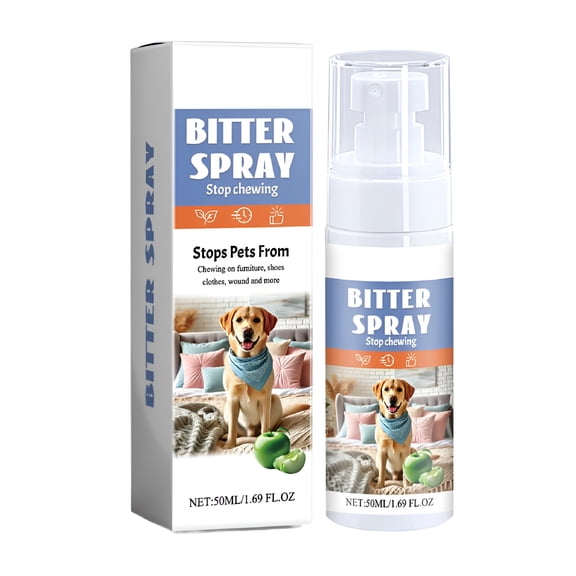 QARUN 2026 New Pet Anti Chew Spray Stops Biting Chewing Bitter Apple 100% Natural 50Ml for Furniture, Shoes, Cords, Doors, Home Training, Puppies, Anxious Dogs.