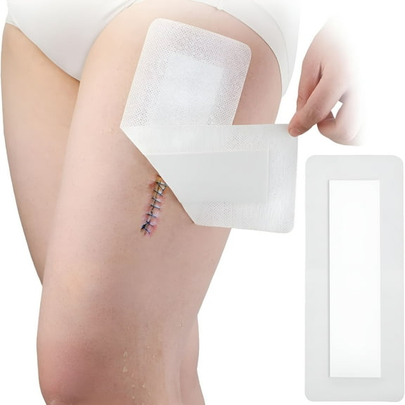 QARUN 25 Pcs Waterproof Shower Protector Bandage 4"x10" for Post Knee Replacement Hip Surgery Recovery Long Surgical Incision Adhesive Larger Wounds Cover Island Dressing Bordered Gauze