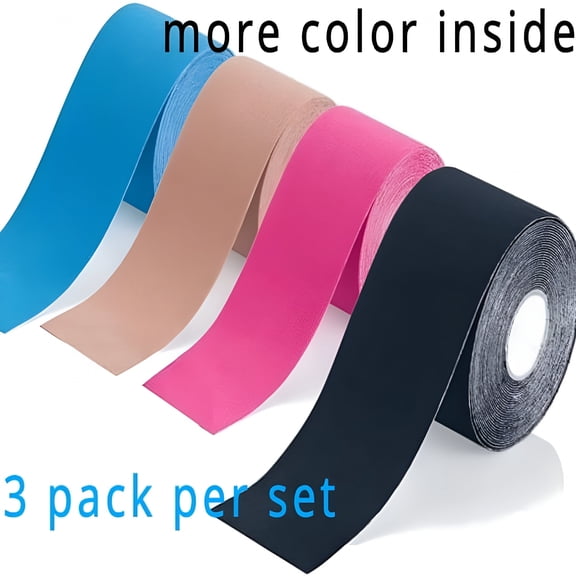 QARUN 3 Pack Kinesiology Tape, Water Resistant Muscle Support Adhesive Sport Tape for Pain Relief, Cotton Elastic Athletic Tape for Joints, Knee, Ankle, Shoulder, Wrist - Tan 1 inch 16.25 foot
