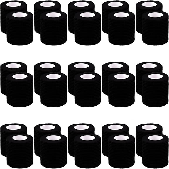 QARUN 30 Rolls Self Adherent Wrap Stretch Bandages Self Adhesive Bandage Wrap 2 Inch Self Stick Bandage Wrap Tape for Wrist Ankle Swelling Sprains (Black)