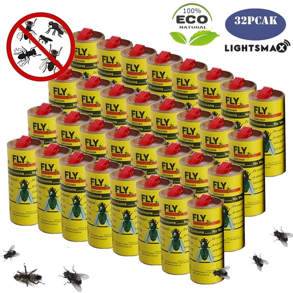 QARUN 32 Pks Fly Catcher Trap,Fly Trap,Fly Bait,Fly Paper Ribbon,Sticky Fly Ribbons,Fly Paper Strips,Sticky Fly Strips,Flying Killer Fly Traps Outdoor