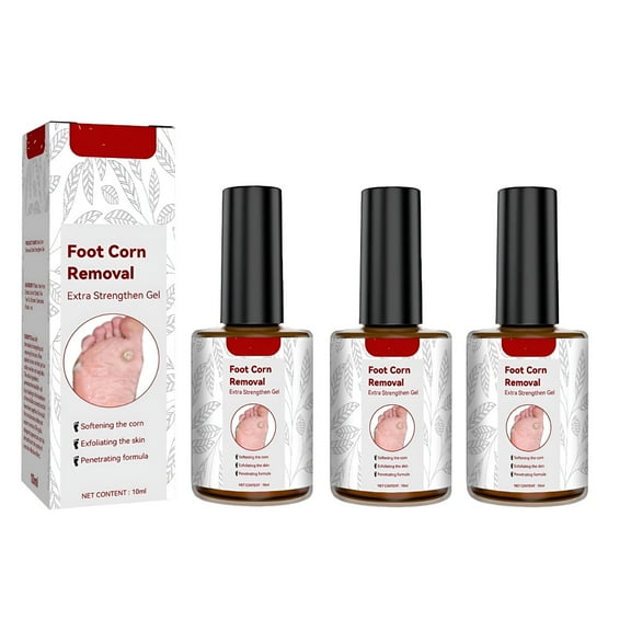 QARUN 3Pcs Foot Corn Removal Extra Strength Gel,Liquid Corn and Callus Remover,Corn Remover Gel for Feet,Corn Removers for Toes Extra Strength 10ml